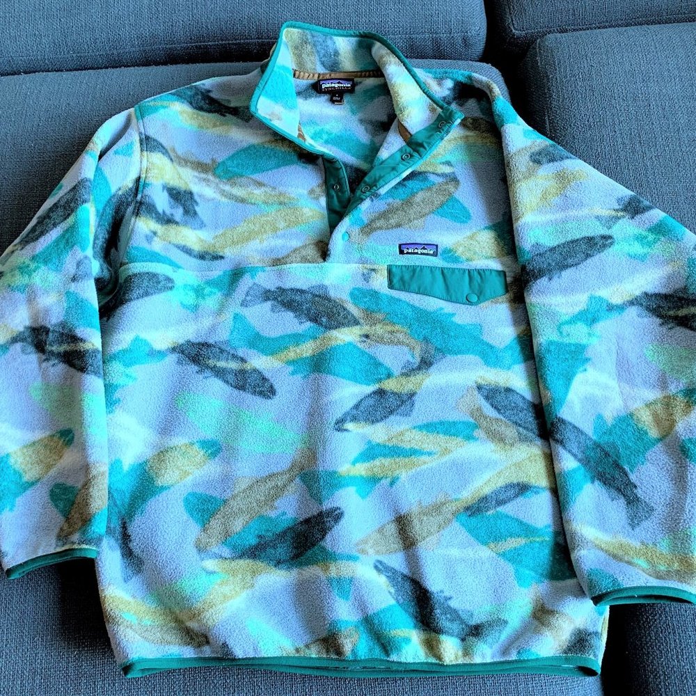 Patagonia Synchilla Snap Trout Fleece Pullover Lrg